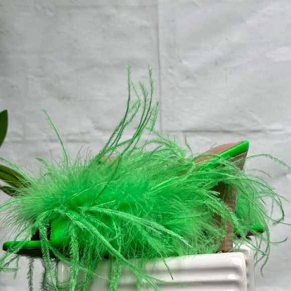 Brother Vellies Green Palms Feather Mules size 6 women - Picture 6 of 12